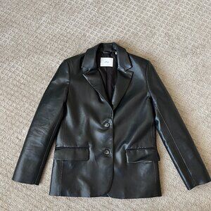 Aritzia Wilfred Memories Faux Leather Blazer Black XXS Perfect Condition 90s